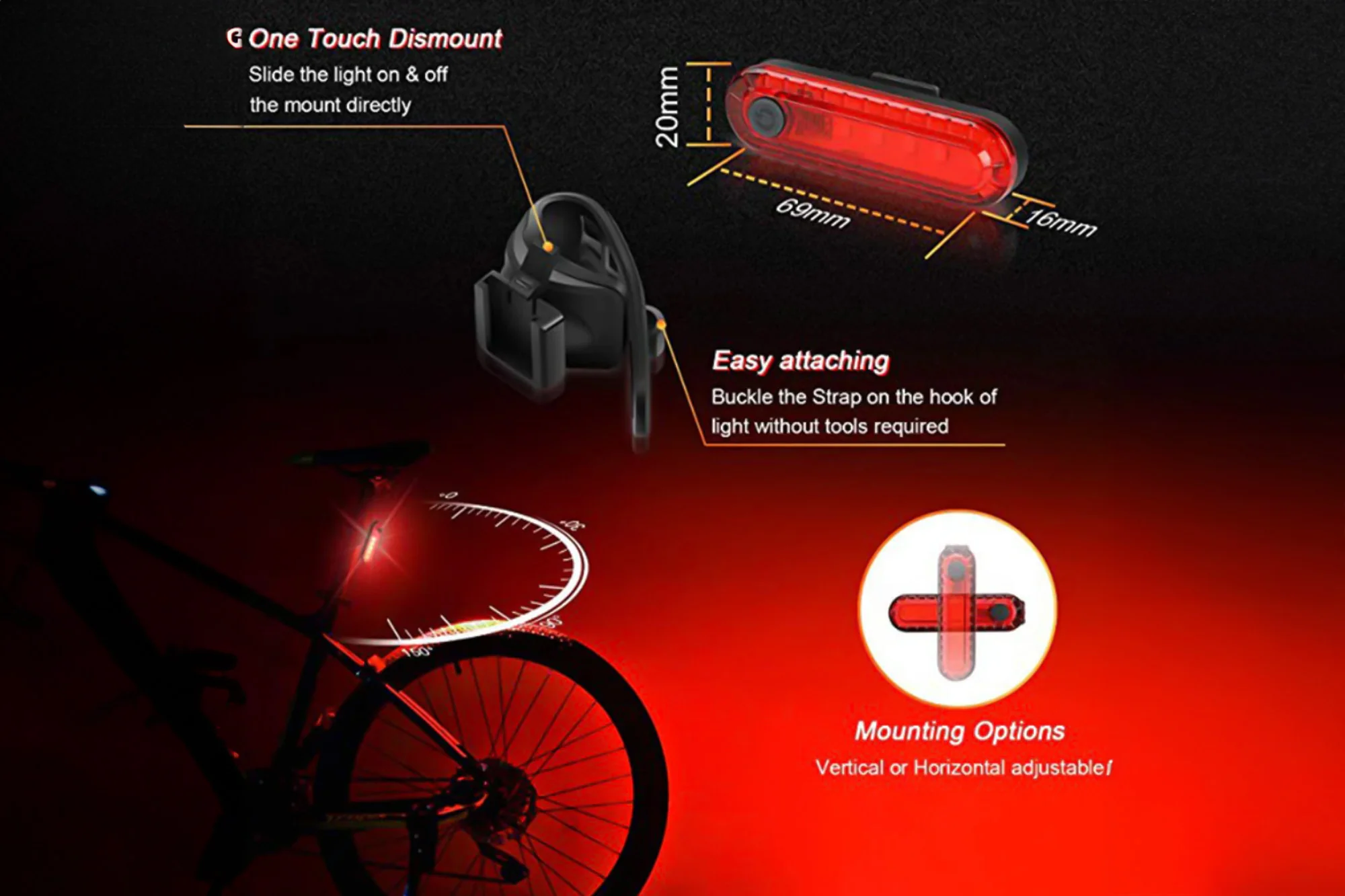 USB Rechargeable Front and Rear Light - Image 5